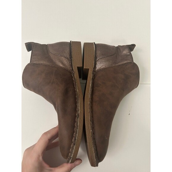 Bobs from Skechers Women Ankle Boots Memory Foam Booties side zip W7 Brown - Picture 2 of 7